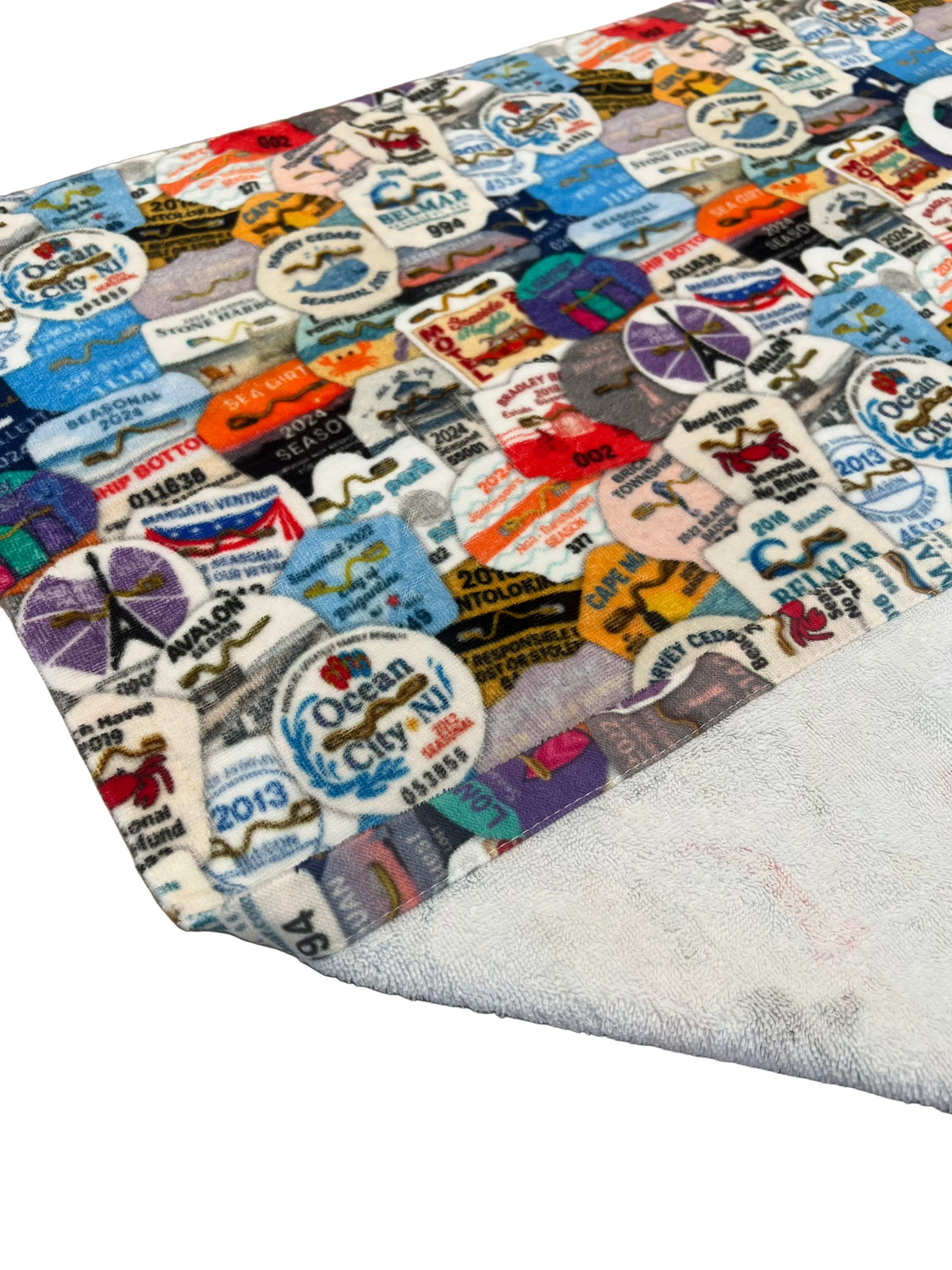 Down The Shore Beach Badge Beach Towel