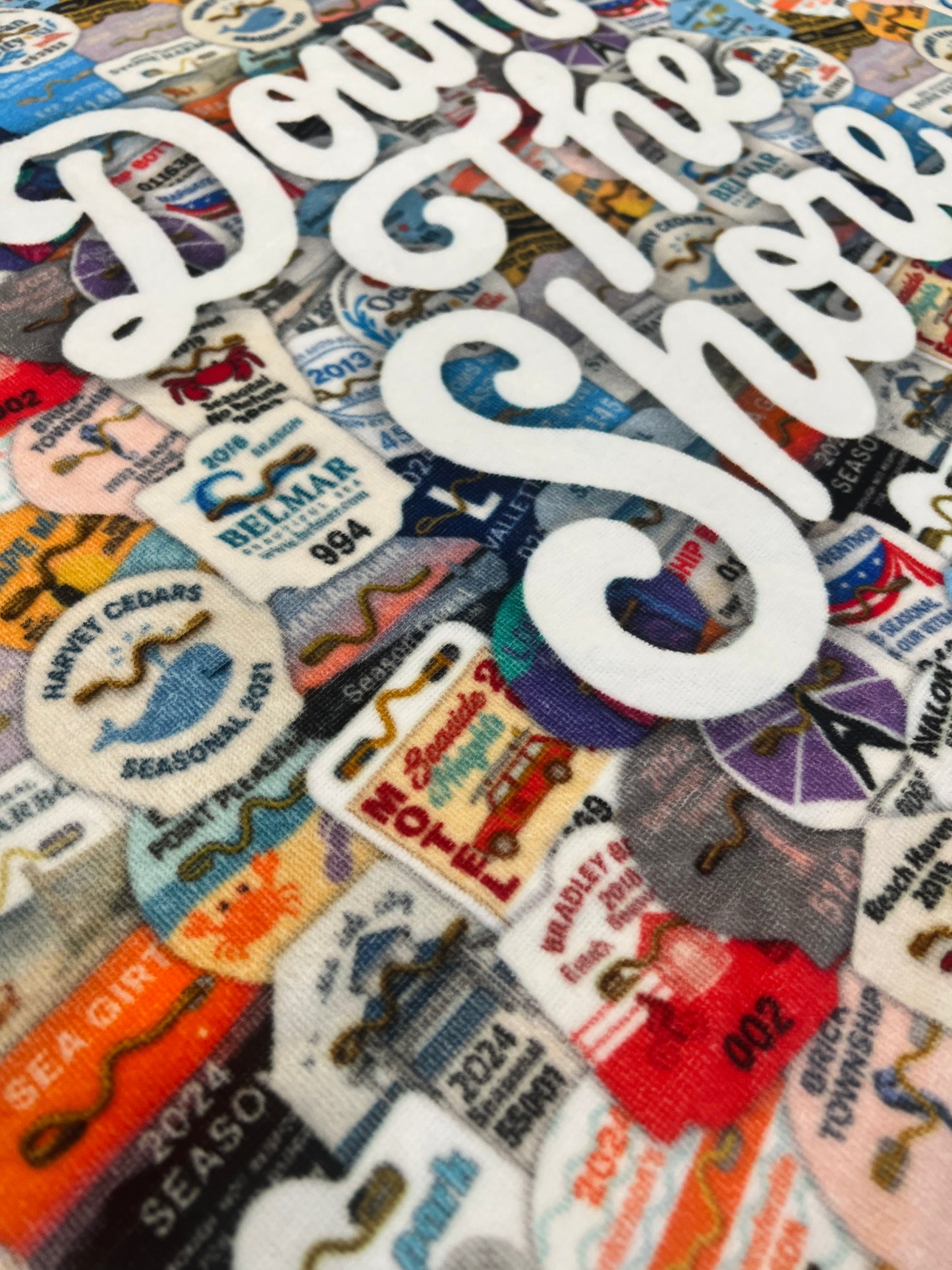 Down The Shore Beach Badge Beach Towel